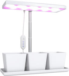 Outsunny Lampă pentru Plante cu 30 de Lumini LED și 3 Vase 31.8x13.4x35.6 cm Alb | Aosom Romania (84H-425V90WT)