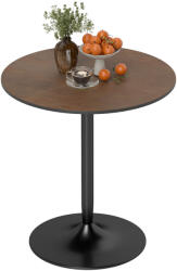 HomCom Masă de dining rotundă 70 cm pentru 2 persoane cu blat din placaj de lemn masiv și baza din oțel maro | Aosom Romania (83A-310V00LR)