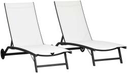 Outsunny Set de 2 Șezlonguri Rabatabile pe 5 Niveluri, Șezlonguri din Aluminiu și Țesătură Respirabilă, 66x165x102 cm, Albastru | Aosom Romania (84G-088V01CW)