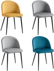 HomCom Set de 4 scaune de dining scaun de bucătărie din stil scandinav cu acoperiș din catifea și picioare subțiri de metal, pentru sufragerie, camera de mese, multicolor | Aosom Romania (835-139V01MX)