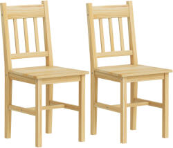 HomCom Set de 2 scaune de sufragerie din lemn Scaune de bucătărie cu spătar cu șipci, șezut generos, lemn natural | Aosom Romania (835-910V01ND)