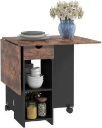 HomCom Masă de dining pliabilă masă de bucatărie extensibilă pentru 2 până la 4 persoane 2 abătători 120 x 72 x 75 cm maro rustic și negru | Aosom Romania (83A-117V80RB)