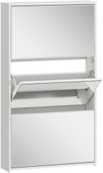 HomCom Dulap de Pantofi cu Oglindă și 3 Sertare Rabatabile 65x17x114.5 cm Alb | Aosom Romania (837-648V00WT) Pantofar