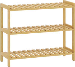 HomCom Etajeră din bambus cu 3 niveluri pentru pantofi pentru 9 perechi pentru antreu hol 70x26x57, 5 cm natural | Aosom Romania (837-053V00ND) Pantofar