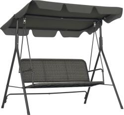 Outsunny Balansoar de Grădină cu 3 Locuri și Parasolar Reglabil, 167x112x153 cm, Gri Închis | Aosom Romania (867-148V00GG)