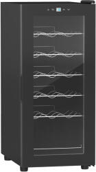 HomCom Frigider pentru Vinuri, Frigider de Vin cu Control al Temperaturii, Ecran Tactil Digital și Lumină LED, 18 Sticle, 34.5x45x78 cm, Negru (800-196V90BK)