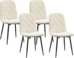 HomCom Set de 4 scaune de diningroom capitonate cu spătar înalt, picioare din oțel și material textil cu aspect de catifea, crem | Aosom Romania (83A-136V00CW)