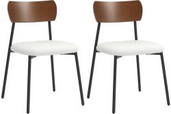 HomCom Set de 2 scaune de sufragerie cu șezut cu aspect de mohair, spătar curbat cu aspect de lemn, interior, crem | Aosom Romania (83A-164V80CW)