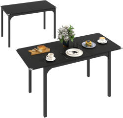 HomCom Masă de Grădină Extensibilă pentru 4-6 Persoane cu Picioare din Oțel, 160x70x75 cm, Negru | Aosom Romania (83A-226V80BK)