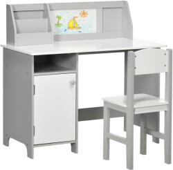 HOMCOM Set Masă și Scaune pentru Copii 5-8 Ani cu Spațiu de Depozitare, Tablă și Scaun, 90x45x85 cm, Roz | Aosom Romania (312-089V00GY)