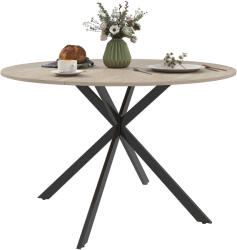 HomCom Masă de Dining Rotundă pentru 4 Persoane cu Structură de Oțel Ø120x75 cm Maro Închis | Aosom Romania (83A-297V00DR)
