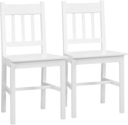 HomCom Set de 2 scaune de dining din lemn masiv, scaun de bucătărie, spătar lamele, stil casă de țară alb | Aosom Romania (835-910V01WT)