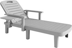 Outsunny Șezlong cu Spătar Reglabil în 5 Poziții, Măsuță și Brațe Ergonomice, 79x158x88 cm, Gri | Aosom Romania (84G-789V00LG)