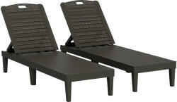 Outsunny Set de 2 Șezlonguri de Grădină cu Spătar Reglabil în 4 Poziții, 56x187x28 cm, Negru | Aosom Romania (84G-788V00BK)