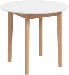 HomCom Masă de dining Masă de bucătărie Masă rotundă, design scandinav, 75 cm x 75 cm x 76 cm, Alb + natural | Aosom Romania (83A-092V00WT)
