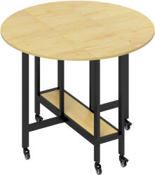 HomCom Masă Pliabilă pentru Dining, Masă de Bucătărie cu Roți pentru 2-4 Persoane, 100x100x75 cm, Stejar | Aosom Romania (83A-442V80AK)