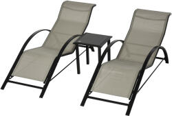 Outsunny Set 2 sezlonguri si masuta, 59x169x66 cm, negru | Aosom Romania (84B-570GY)