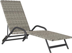 Outsunny Șezlong chaise longue din rășină impletită inclinabil și reglabil în 4 niveluri în formă de S, 156x62x96cm maro | Aosom Romania (862-086V00BN)