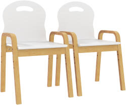 AIYAPLAY Set de 2 scaune pentru copii reglabile pe înălțime fotoliu din lemn masiv cu cotiere 39x34x61, 5cm alb | Aosom Romania (312-155V90WT)