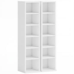 HOMCOM Set de 2 etajere coloane dulap pentru depozitare CD-DVD 12 compartimente 21 x 22, 5 x 88, 5 cm capacitate 204 CD-uri alb | Aosom Romania (833-872V02WT)