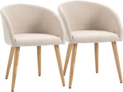 HomCom Set de 2 Scaune de Dining Stil Scandinav, Tapițate cu Material Textil, 55x56x74 cm, Bej | Aosom Romania (835-533BG)