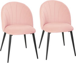 HomCom Set de 2 Scaune de Sufragerie din Catifea, Scaune Bucătărie cu Spătar Curbat în Formă de Scoică, Picioare din Oțel, Stil Nordic, Scaun Tapițat pentru Bucătărie, Dormitor, Cameră de Zi, Roz | Aosom Rom