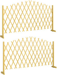 Outsunny Set de 2 panouri extensibile de gard pentru grădină exterioară din lemn pentru decor terasă 180x30x103 cm Natural | Aosom Romania (84J-236V00ND)
