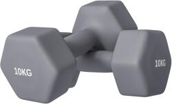 SPORTNOW Set de 2 Greutăți Hexagonale, Gantere cu Prindere Antiderapantă pentru Antrenament de Fitness Acasă, 28x10x10 cm, Gri | Aosom Romania (A91-315V09GY)