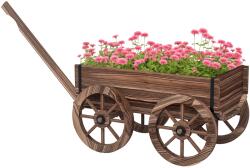 Outsunny Jardiniera tip roaba din lemn cu roti, Carucior rulant p | Aosom Romania (84H-124V00TN)
