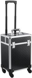 HOMCOM Valiza trolley pentru machiaj, geantă cosmetica cu mâner telescopic reglabil 34L x 24l x 52H cm aluminiu negru | Aosom Romania (501-024)