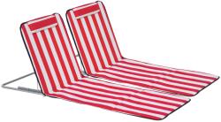 Outsunny Set 2 Șezlonguri de Plajă cu Spătar Reglabil în 5 Poziții, Tetieră și Geantă de Transport, 124x53x45 cm, Roșu | Aosom Romania (A20-205)