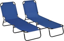 Outsunny Set de 2 șezlonguri pliante pentru grădină cu spătar reglabil în 5 poziții până la 120kg | Aosom Romania (84G-182V00BU)