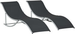 Outsunny Set 2 sezlonguri de Gradina Pliabile, sezlong pentru Plaja din Aluminiu si Textilen, 61x165x63 cm | Aosom Romania (84B-540BK)