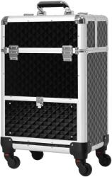 HOMCOM Valiză trolley machiaj geantă cosmetică vanity mâner telescopic reglabil 34L x 25l x 62H cm alu. negru | Aosom Romania (501-026BK)