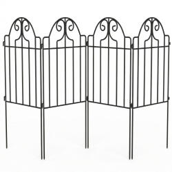 Outsunny Set cu 4 garduri metalice de grădină 125x57 cm cu design arcuit, rezistente, ușor de montat pentru patio, gazon, negru | Aosom Romania (84J-177V00BK)