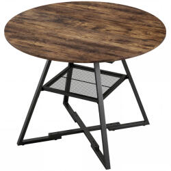 HomCom Masă de dining 4 locuri, 100 cm rotundă, bucătărie industrială, poliță de depozitare, maro rustic. | Aosom Romania (83A-478V00RB)