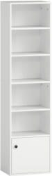 HOMCOM Bibliotecă verticală cu 6 niveluri și dulap, pentru living, dormitor și birou, 40x30x156 cm, albă | Aosom Romania (836-650V00WT) Raft