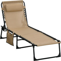 Outsunny Portable Sun Lounger, Folding Camping Bed 5-position Adjustable Grey | Aosom Romania (84B-812V70BG)