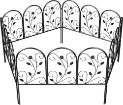 Outsunny Gard de grădină din metal 80 x 60 cm, set grilaj decorativ cu suport pentru grădină, paturi cu flori, barieră pentru animale, Negru | Aosom Romania (84J-235V00BK)