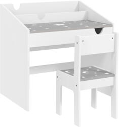 AIYAPLAY Set AIYAPLAY de Scaun și Masă pentru Copii 3-6 Ani cu Organizator și Sertar Retractabil, din Lemn Gri | Aosom Romania (312-129V81GY)