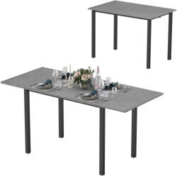 HomCom Masă de dining extensibilă masă de bucătărie design modern cu blat mare 6 persoane cadrul din oțel gri închis | Aosom Romania (835-858V00CG)