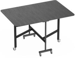 HomCom Masă de Dining Pliabilă, Masă de Bucătărie Rabatabilă cu Roți cu Frână pentru 4-6 Persoane, Birou Compact cu Cadru din Oțel, pentru Living, 120x80x73 cm, Negru cu Efect de Lemn | Aosom Romania (83A-04