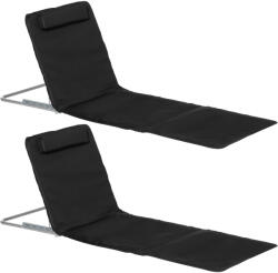 Outsunny Set de 2 Șezlonguri de Plajă cu umplutură - Plute de Plajă - preșuri de Plajă - Spătar reglabil Multi-Poziții - Sac de Transport Inclus - oțel Poliester PE Negru | Aosom Romania (84B-455BK)