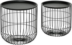 HomCom Set Mese Rotunde Suprapuse din Oțel, Blat Detașabil, Design Modern pentru Living, Negru | Aosom Romania (839-738V00BK) Masa de cafea