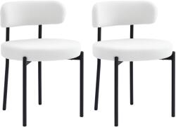 HomCom Set 2 scaune de dining, Captușire în Fleece, Scaune cu șezut captusit, Picioare din Metal, Crem | Aosom Romania (83A-168V00CW)
