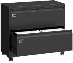 HomCom Container mobil cu 2 sertare închidere dulap pentru dosare cu șină suspendată reglabilă 90 x 40 x 77, 4 cm Negru | Aosom Romania (924-117V01BK) Dulap arhivare