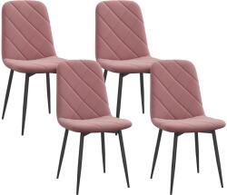 HomCom Scaune de Dining Set 4 Bucăți Scaun de Bucătărie cu Spătar, Imitație Catifea, Scaun 45 x 54 x 87 cm Roz | Aosom Romania (83A-136V00PK)