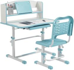 ZONEKIZ Set Birou si Scaun pentru Copii Reglabil in Inaltime, cu Sertar, Raft pentru Carti, pentru 6-12 ani - Albastru ZONEKIZ | Aosom Romania (312-106V80BU)