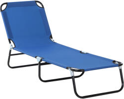 Outsunny Sezlong Pliabil de Gradina cu Spatar Ajustabil 5 Pozitii din Otel si Tesatura Oxford 188x56x28 cm Albastru | Aosom Romania (84B-442BU)