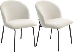 HomCom Set de 2 scaune de sufragerie din catifea canaletată, scaune de bucătărie cu picioare din oțel, 56x58x78cm, crem | Aosom Romania (83A-348V00CW)
